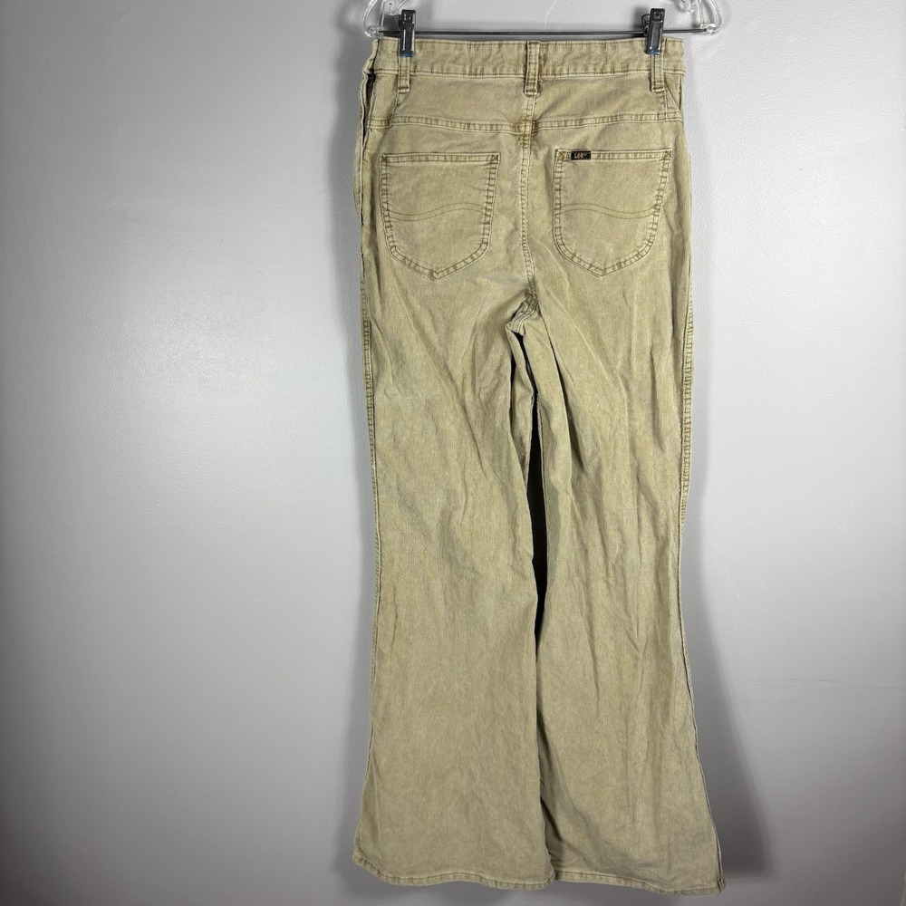 Lee Women's 29 Beige Corduroy High Rise Flare Side Zip Hippy Bell Bottom Pants - Picture 2 of 9